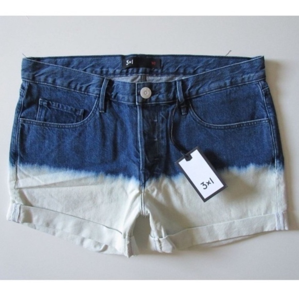 NWT - 3x1 Women’s W2 Roll Cuff Boyfriend Shorts (Perry Dip Tip Dyed Multi-Sizes)